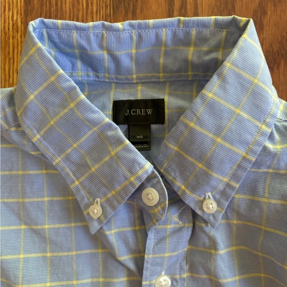 J. Crew Men’s SZ XS 100% Cotton Light Blue Window Pane Button Down NWTS - Picture 2 of 3